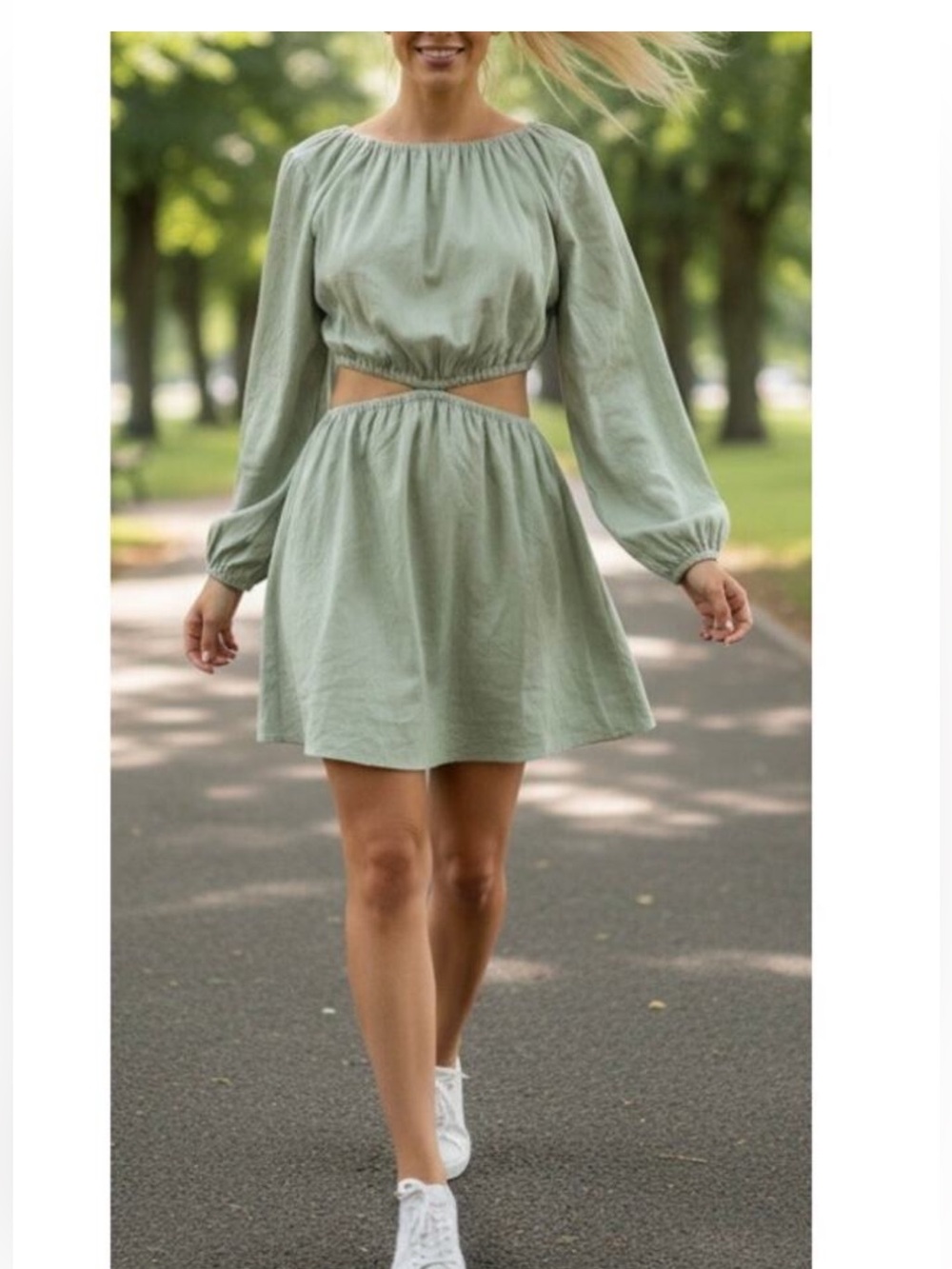 Gianni Bini Light Sage Green Cutout Dress